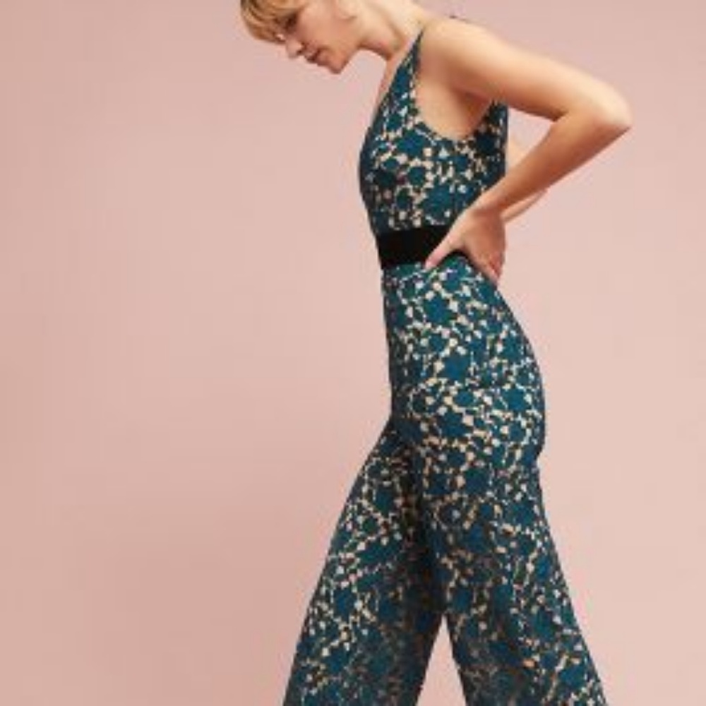 Anthropologie MONIQUE LHUILLIER LACE JUMPSUIT